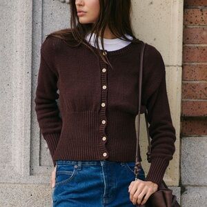 free people hannah sweater cardigan in aubergine NWT size medium